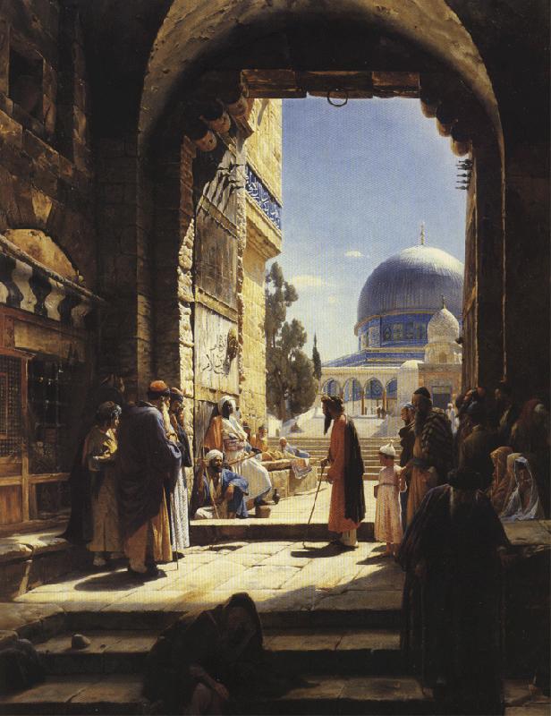 Gustav Bauernfeind At the Entrance to the Temple Mount, Jerusalem Germany oil painting art
